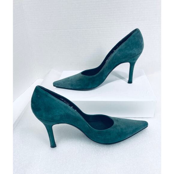 Stuart Weitzman Suede Heels Forest Green Pumps Size 6 - Picture 2 of 10